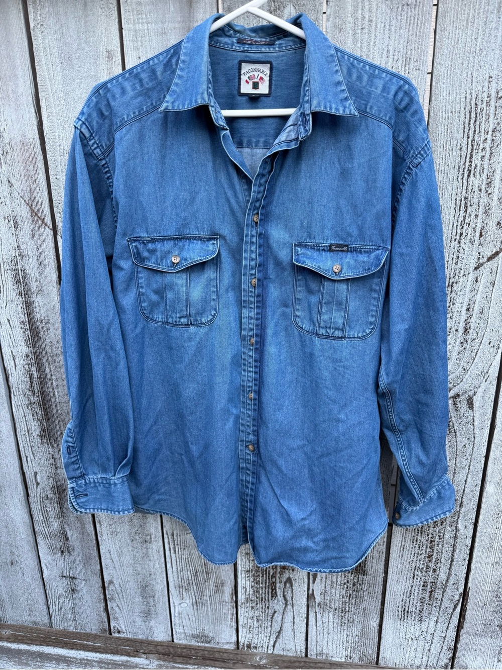 Men's Faconnable Denim Shirt Large